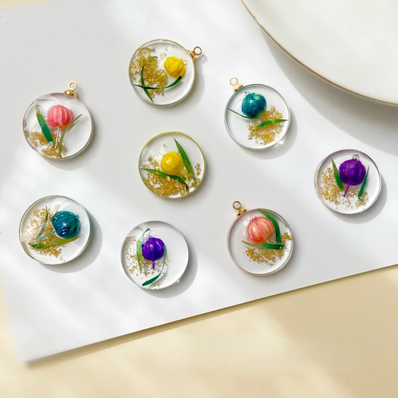 

Super fairy romantic immortal flower flat resin patch pendant DIY dried flower earrings earrings jewelry material