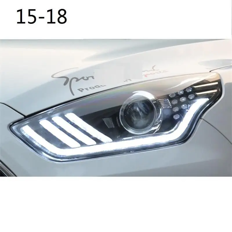 Cob боковой сигнал поворота автомобиля Стайлинг внешний Luces Para авто Drl светодиодные фары автомобиля фары в сборе 17 18 для Ford Escort