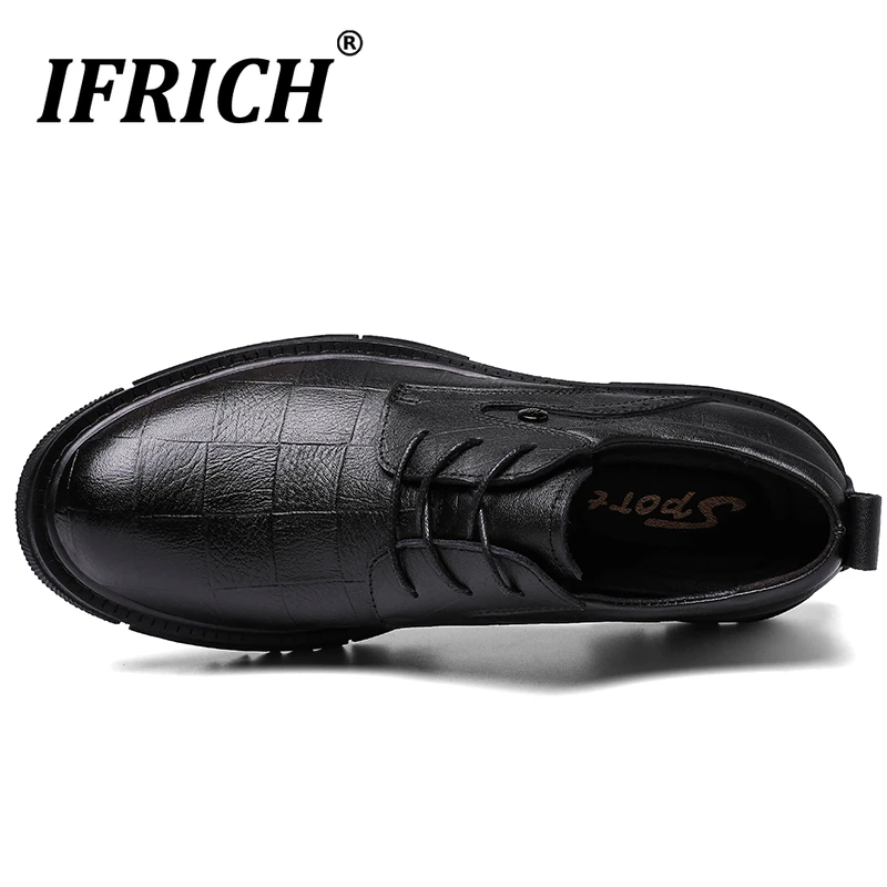 Derbi Business Men Shoes Black Genuine Leather Men Shoes Luxury Brand Mens Wedding Dress Shoes Large Size Lacing Formal Shoe Man
