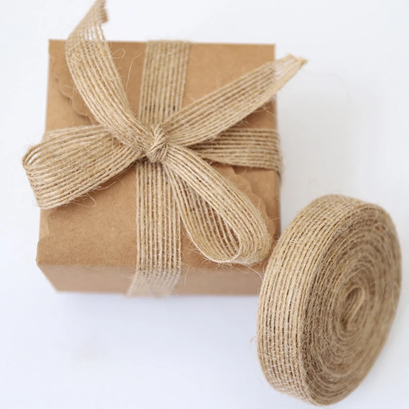 Rollo de cinta de arpillera de Yute Natural, decoraciones para fiesta de cumpleaños, artesanías de álbum de recortes para bricolaje, envoltura de regalo, 5M
