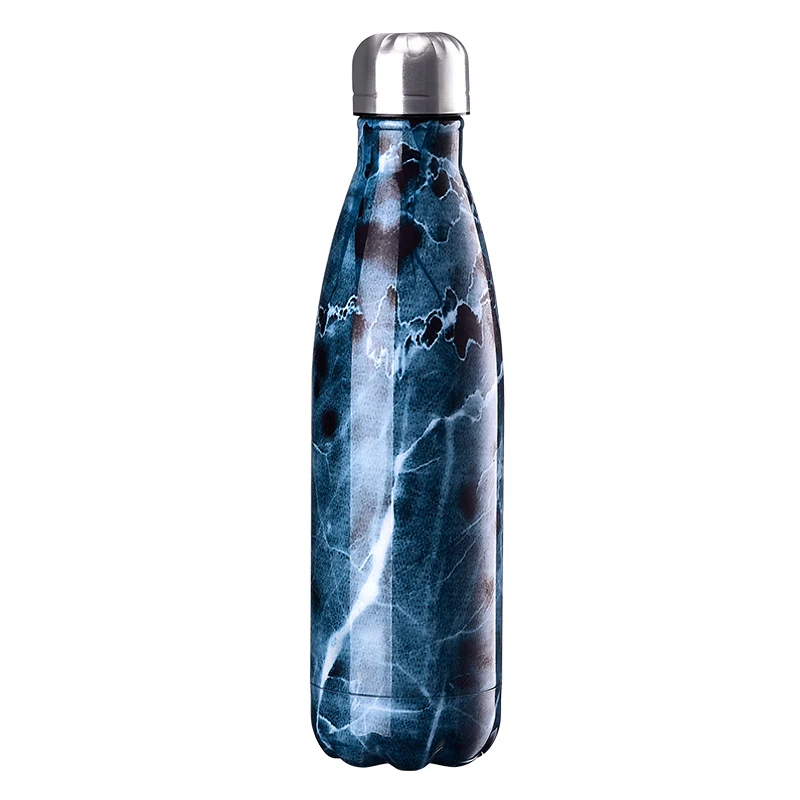 

18 Oz Marble Vacuum Insulated Drink Cup Stainless Steel Hydro Water Flask Cola Shape Thermo Sports Water Bottle