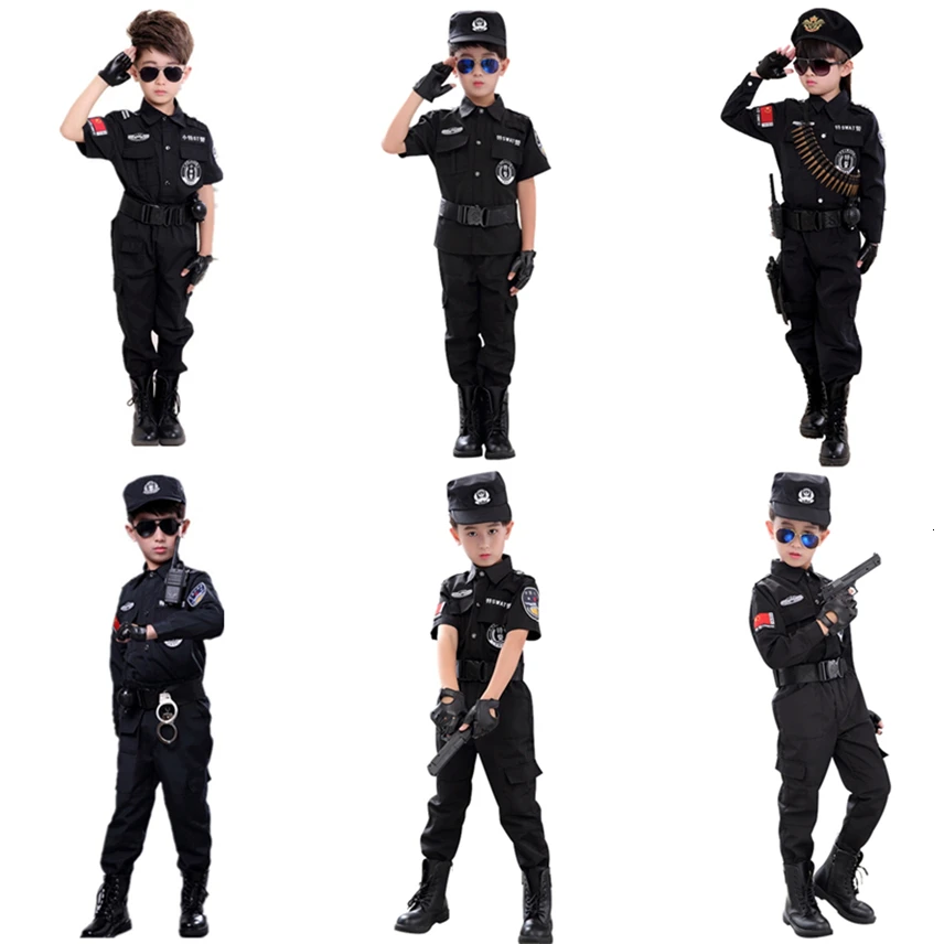 

SWAT Special Police Uniform for Kids Cosplay Costumes Halloween Carnival Party Kindergarten Performance Clothing Set 110-160CM