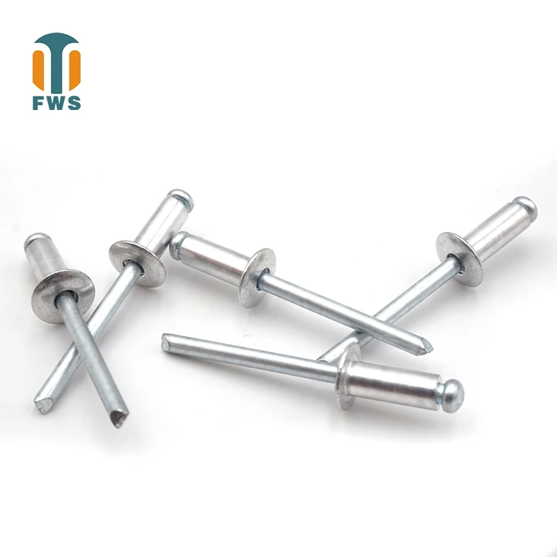 

50 PCS DIN EN ISO 15979 GB /T 12618.2 Aluminum M4.8 21-30mm Open End Blind Rivets With Protruding Head For Furniture