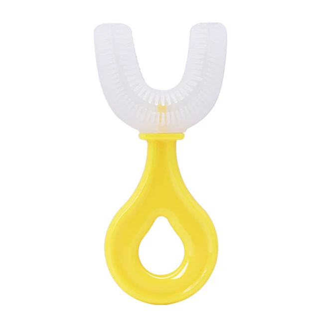 Baby U Shape Toothbrush 360 Degree Teeth Clean Soft Fur Food Grade Material Children Toothbrush Kids Supplies for Daily Yellow