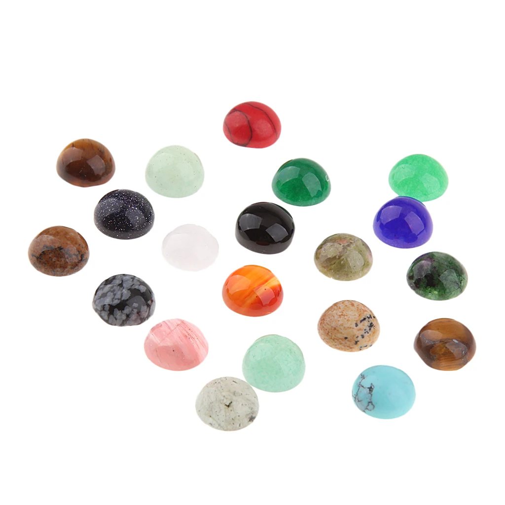 20pcs 8mm Natural Gemstone Cabochon For Earring Making Charms Pendants DIY Flat Back Round Stone Gemstone Jewelry Making Stone