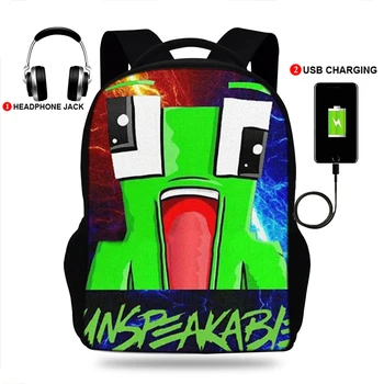

Unspeakable Game Print Backpacks Boys/Girls School Bags Laptop Teenage Notebook USB Charge Mochila