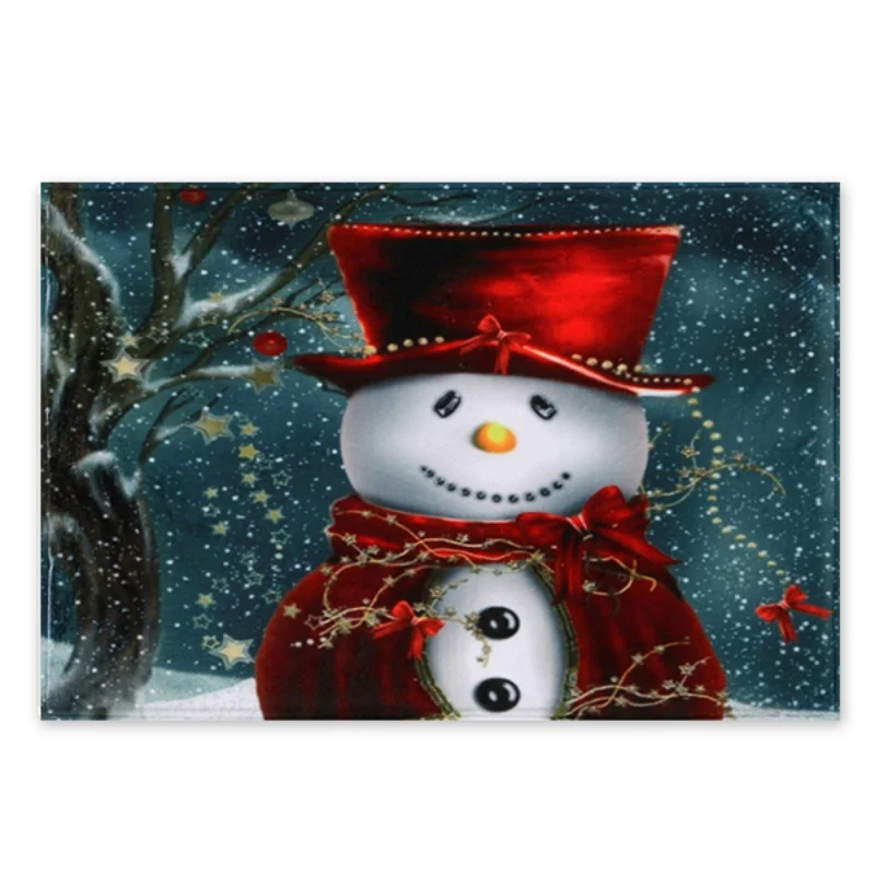 Мягкий коралловый флис Рождественский Снеговик коврики ковер Противоскользящий моющийся бегунок коврик подстилка, напольный коврик - Цвет: AL