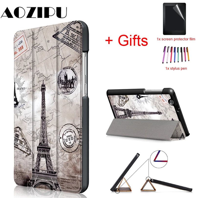 Ультра тонкий чехол для huawei MediaPad T3 7,0 3g BG2-U01 7-дюймовый планшетный чехол-книжка из искусственной кожи Подставка Funda защитный чехол+ Защитная пленка на экран+ подставка для ручек