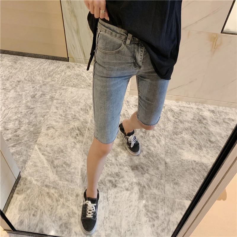 Summer High Waist Skinny Jeans for Women Knee Length Denim Capri Women's Pants Jeans Knee Length Pants Trousers Summer High Waist Skinny Jeans for Women Knee Length Denim Capri Women's Pants Jeans Knee Length Pants Trousers