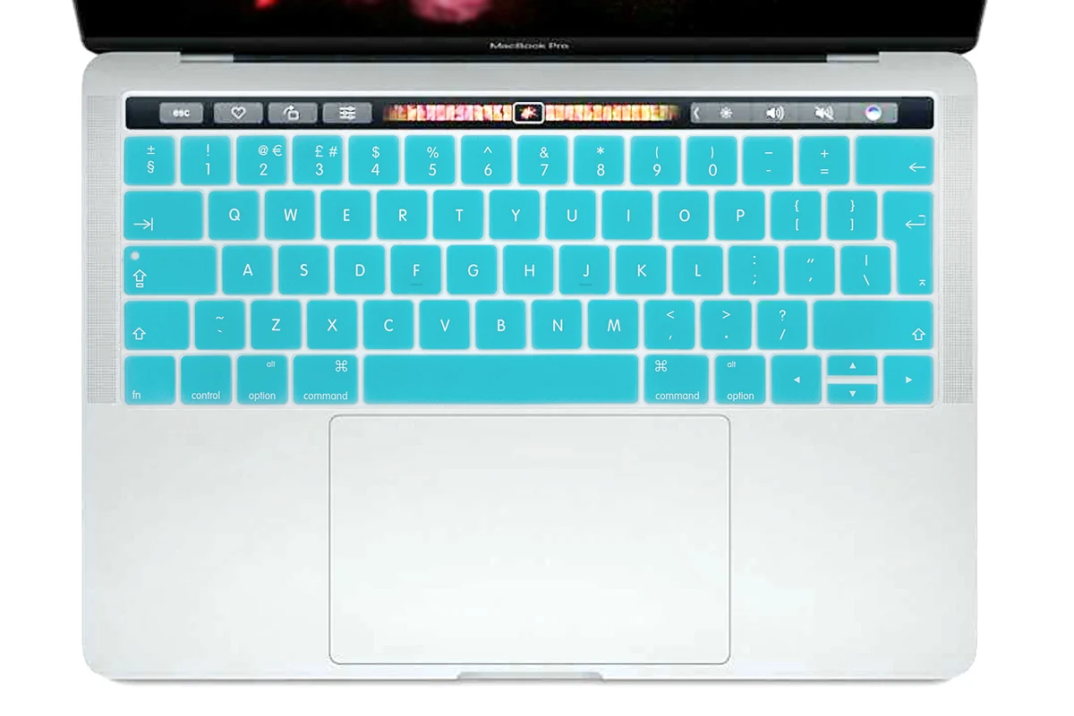 Aqua Blue HRH английский ЕС Силиконовый чехол для клавиатуры протектор кожи для Mac NewPro 1" A1706 A2159 Pro 15" A1707 с сенсорной панелью // - Цвет: Aqua Blue