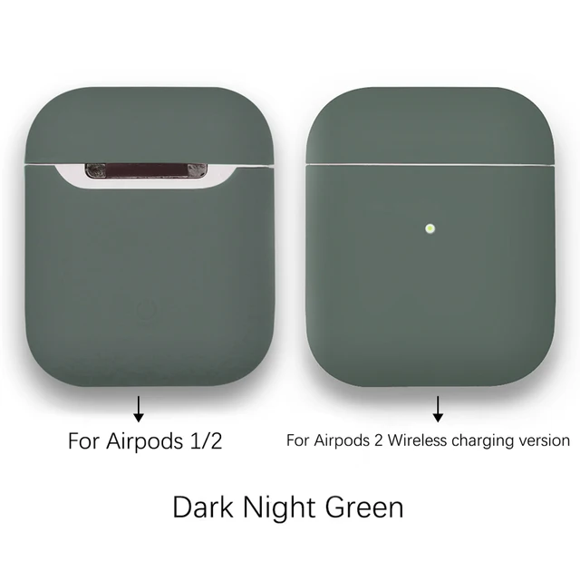 Soft Silicone Cases For Apple Airpods 1/2 Protective Bluetooth Wireless Earphone Cover For Air Pods Luxury Charging Box Bags Dark Night Green