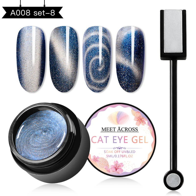 MEET ACROSS 9D Galaxy Magnetic Gel Nail Polish 5ML Soak Off UV LED Nail Art Lacquer Long Lasting Varnish Shining Cat Eye Gel - Цвет: CZH03590