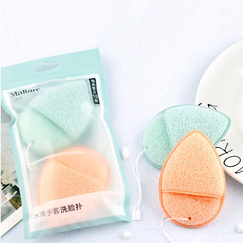 2 шт. губка для удаления макияжа, смывающаяся, очищающая, хлопковая, многоразовая, влажная губка, пуховка для лица, мягкое очищающее средство, инструменты