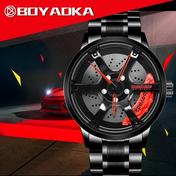 

BOYADKA Watches Men's Wheel Rim Hub Watch Men Wristwatch Clock Sport Car Custom Design Creative Men Wrist Watch Relogio Masculin