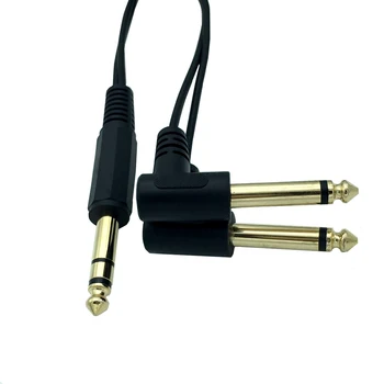 

Gold Plated 6.35mm 14 Male TRS Stereo to Dual 2 x 6.35mm 14 Male TS Mono 90 Degree Right Angle Y Splitter Audio Cable 3m