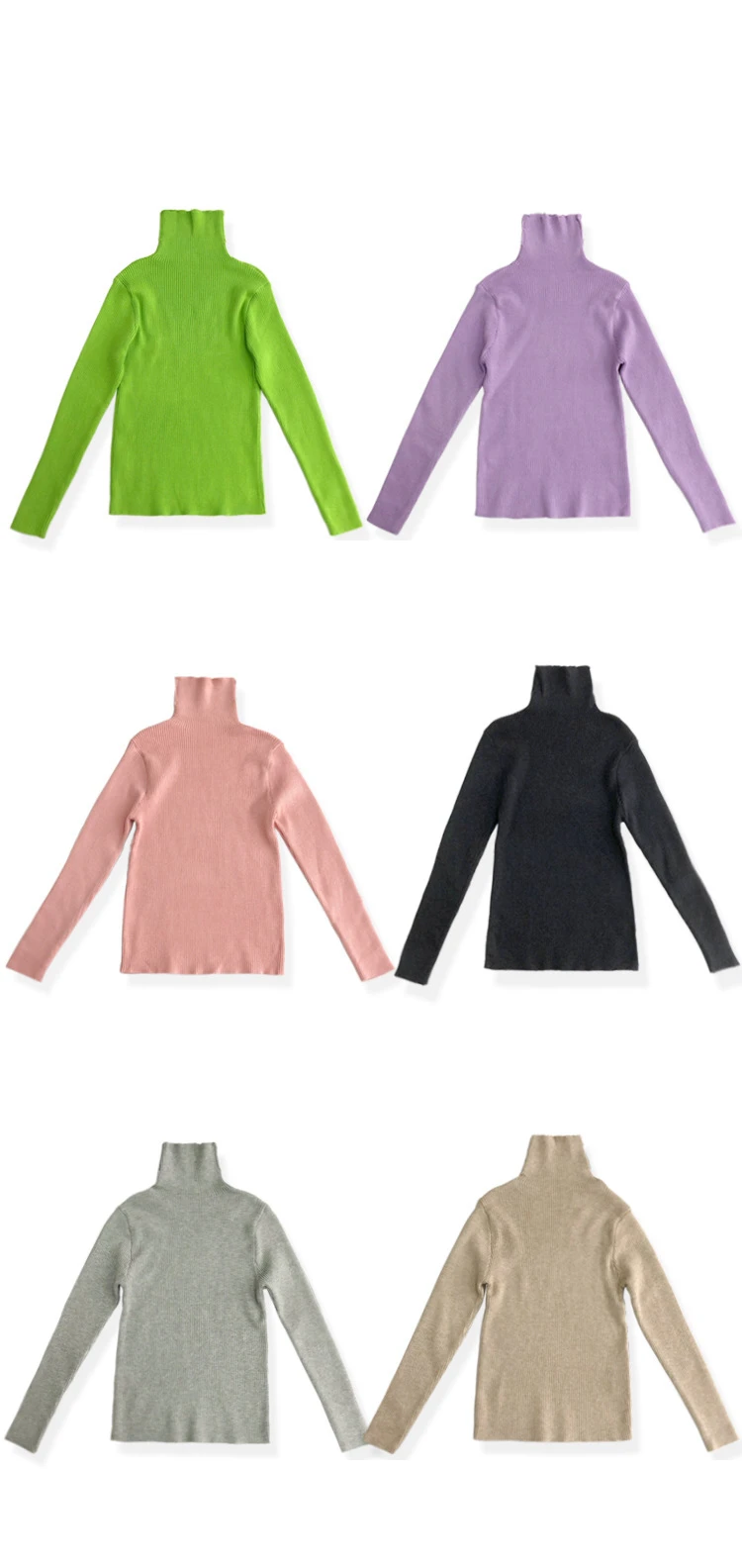 Свитера для девочек; Однотонный свитер с высоким воротником; коллекция года; осенне-зимняя детская одежда ярких цветов; вязаная базовая одежда для малышей
