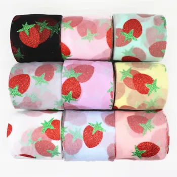 

25Yards/roll 7.5CM Width Strawberry Tulle Roll Organza Baby Shower Party Supplies DIY Hair Bows Handmade Materials
