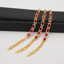 Модные Золотые римские женские браслеты с кристаллами и красным камнем, циркониевые браслеты, подарки, женский браслет Harajuku, свадебные браслеты, подарки