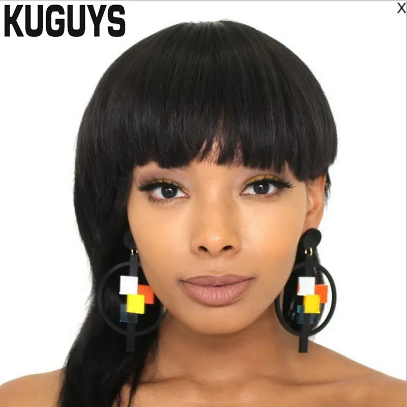 KUGUYS Black Round Large Drop Earring for Womens Trendy Jewelry Acrylic Colorful Geometric Earrings Fashion Womans Accessories - Image 4