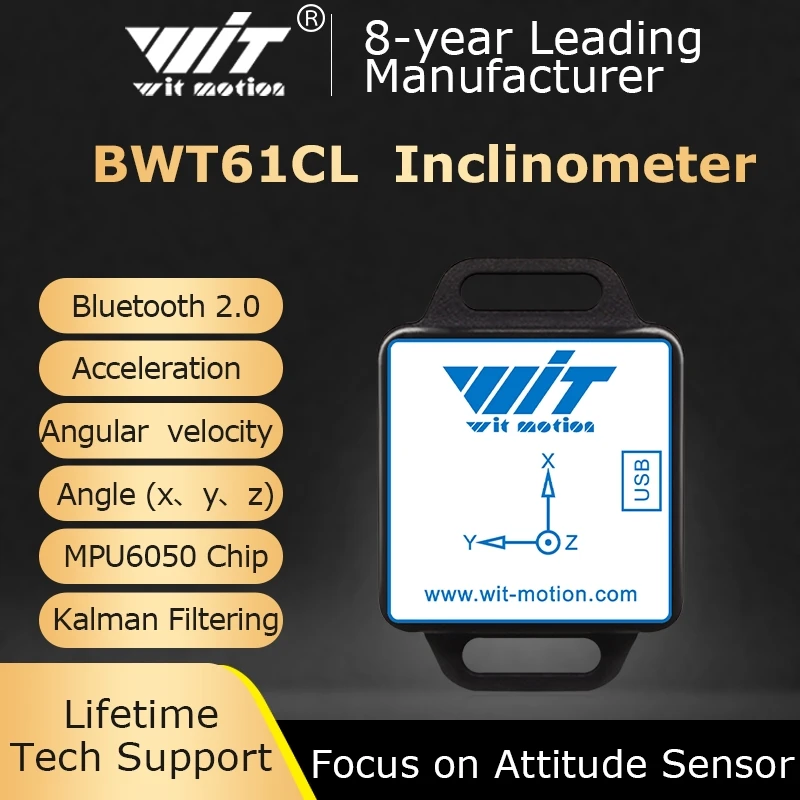 BWT61CL-acelerómetro Bluetooth de alta precisión, y ángulo giroscopio (XYZ, 100HZ), inclinómetro MPU6050 AHRS de 6 ejes, compatible con PC/Android