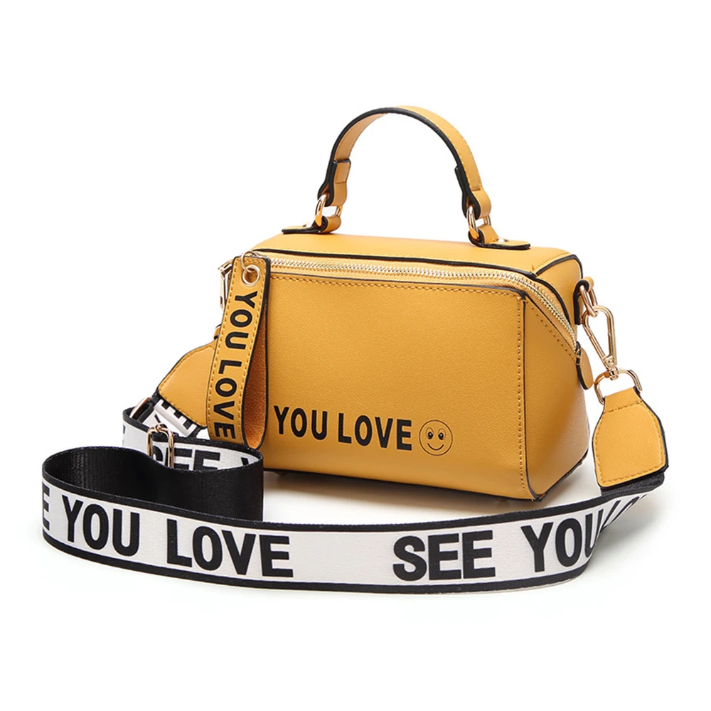 

Your Love Fashion Tote Bucket Woman Bag super width Chic Hip-Hop Strap Crossbody Zip Shoulder Handbag Messenger Girl School Bag