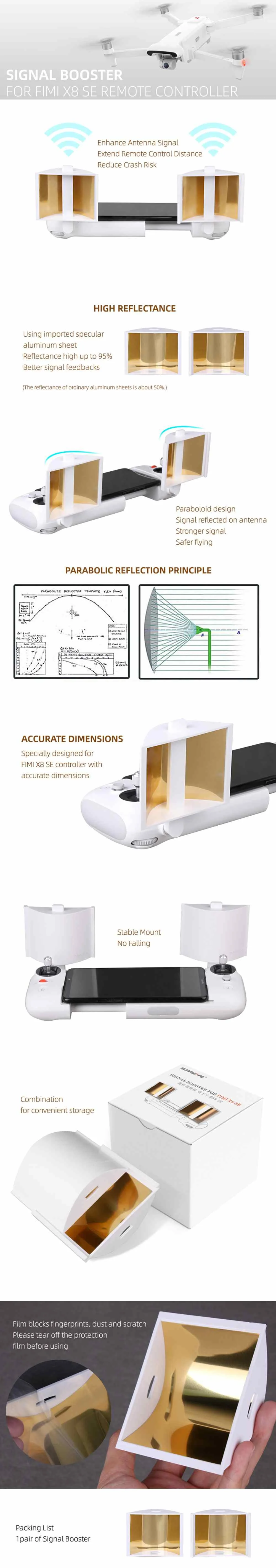 Sunnylife 1 пара усилитель сигнала антенны для передачи FIMI X8 SE