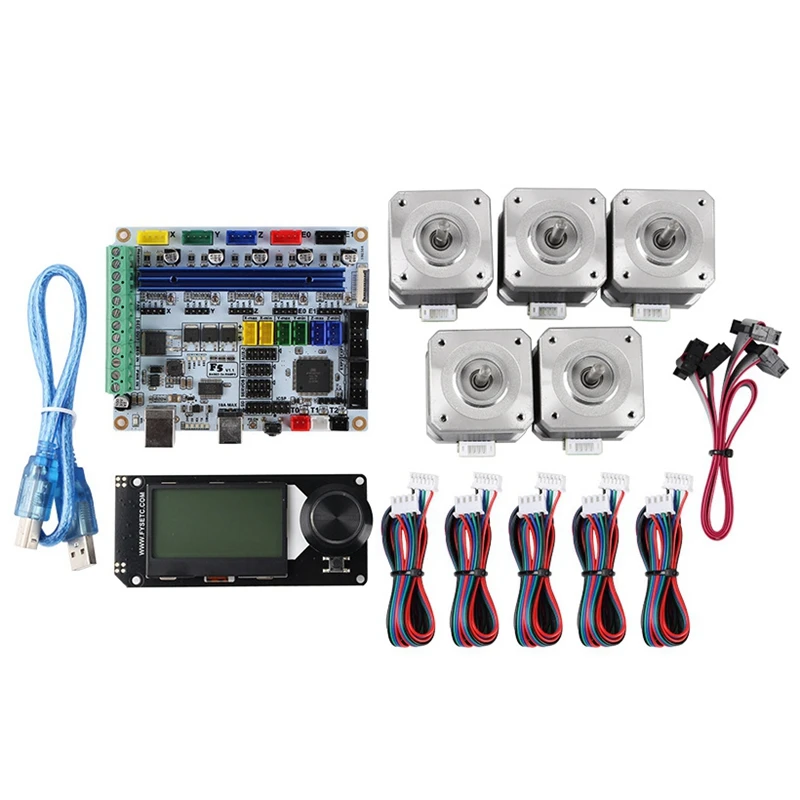 

3D Printer Motherboard F5V1.1+Mini 12864 LCD+42 Stepper Motor x5 Kit Ramps1.4