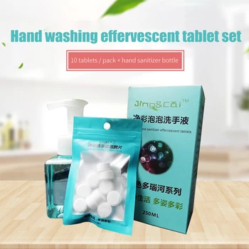 

10 Pcs Hand Soap Effervescent tablets Press the hand sanitizer bottle Hand Wash Foam Instant Antibacterial Disinfectant Tablets
