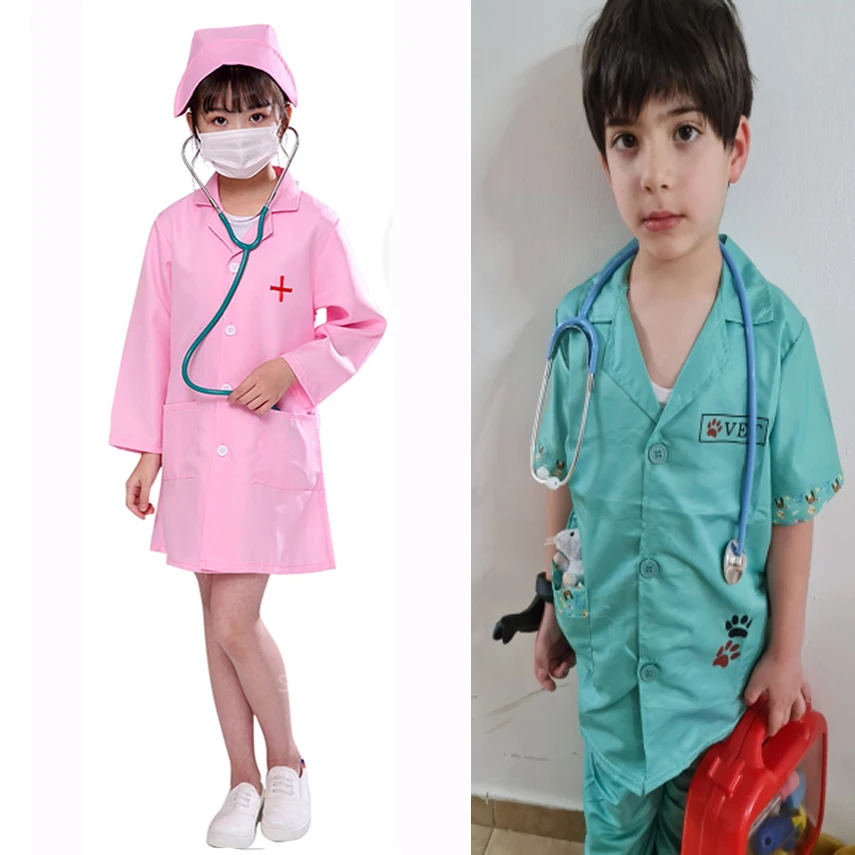 

Children Cosplay Costumes Kids Simulation Work Outfits Cross Coat Role Play Uniforms Baby Girl Boy Toy Set Halloween Fancy Party