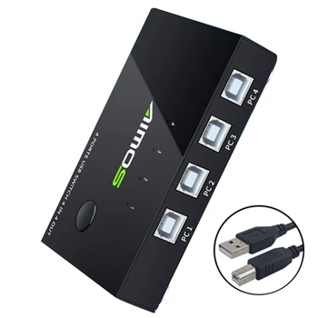 

Sharing Home Office For Printer Plug And Play KVM Switch Box Metal 4 In 4 Out Fast Speed Hub Adapter Selector Professional