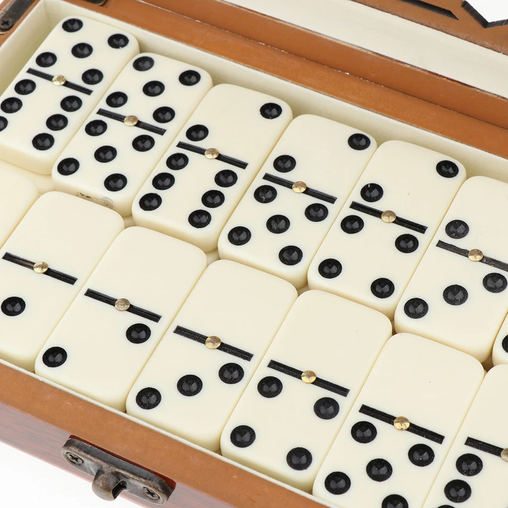28 Dominoes Set Entertainment Recreational Party Game Toy with Wooden Box