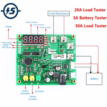 

DC Electronic Load Tester Battery Capacity Display Module 18650 Lithium Battery Lead-acid Battery Voltage Current Indicator