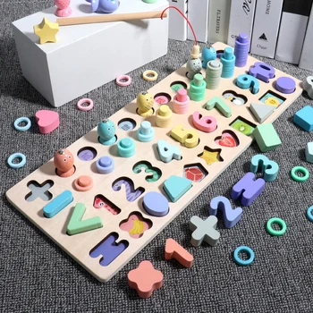 

Wooden Toys Montessori Educational Children Busy Board Math Geometry Kit Preschool QP2