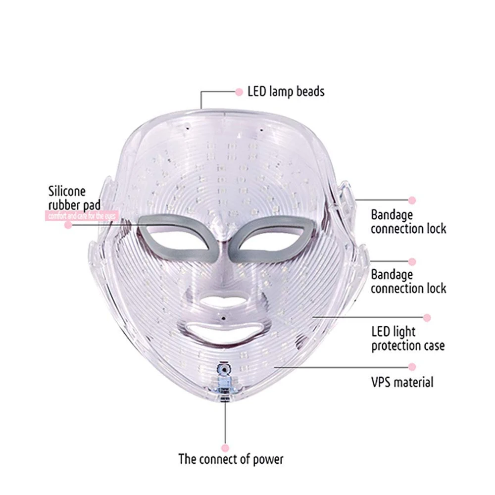 7 цветов светильник фотон Электрический светодиодный маска для лица ПДТ омоложение кожи против акне и морщин терапия маска салон красоты