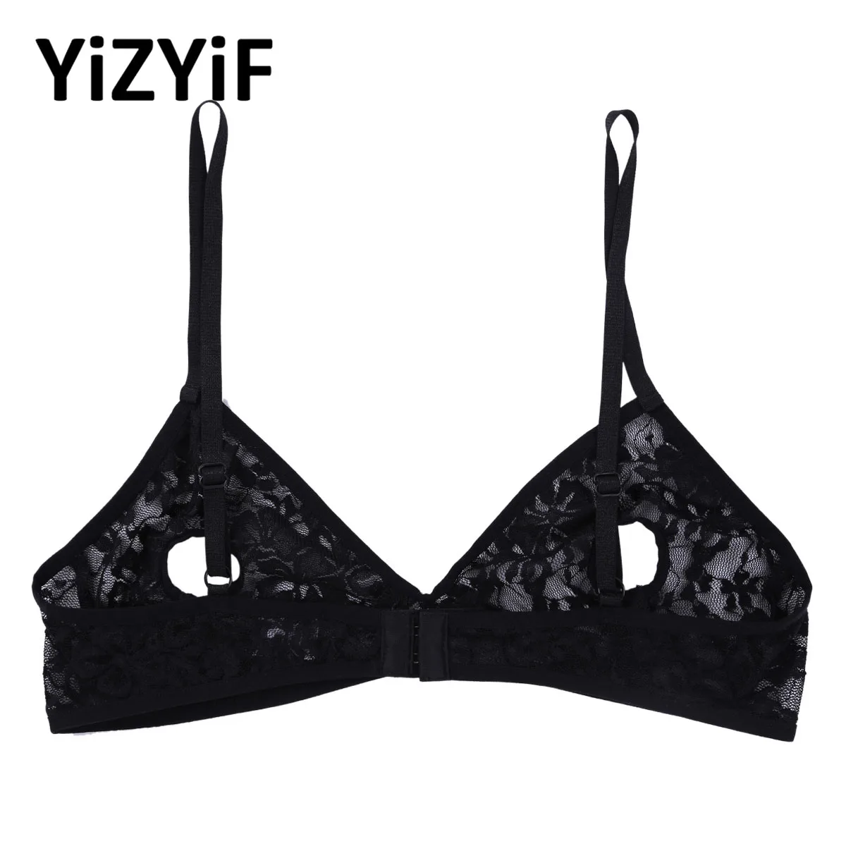 Women Sheer Lace Bra See Through Open Nipple Wire-free Bralette Bra Top  Lingerie