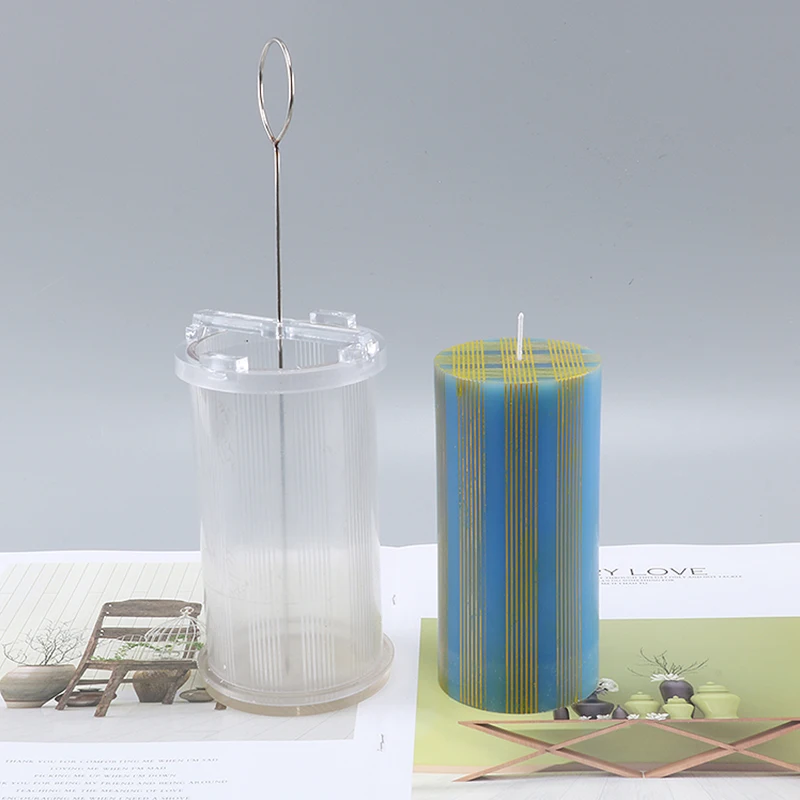 

DIY handmade striped plaid candle making mold cylindrical shape moulds diy manual moulds for family home dec lz50