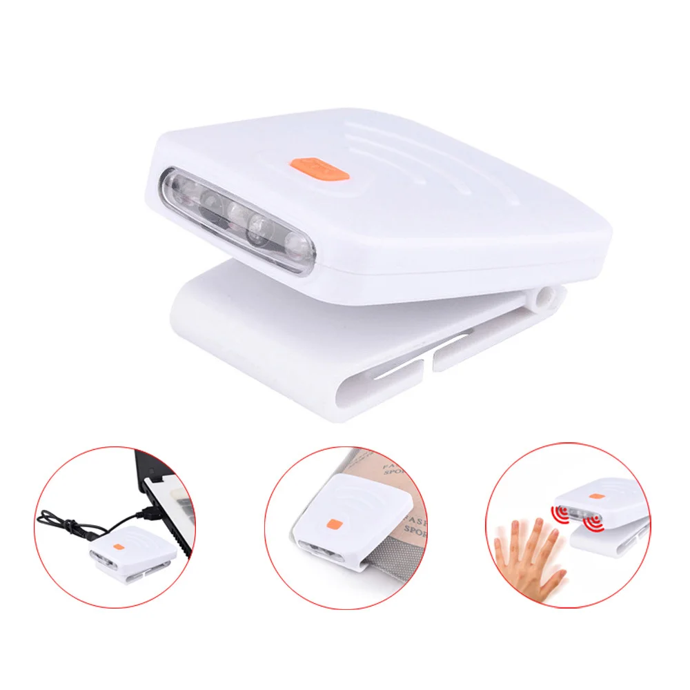 

New Rechargeable Body Motion Sensor LED Headlamp Hat clip light adjustable lamp cap Waterproof material Built-in lithium battery
