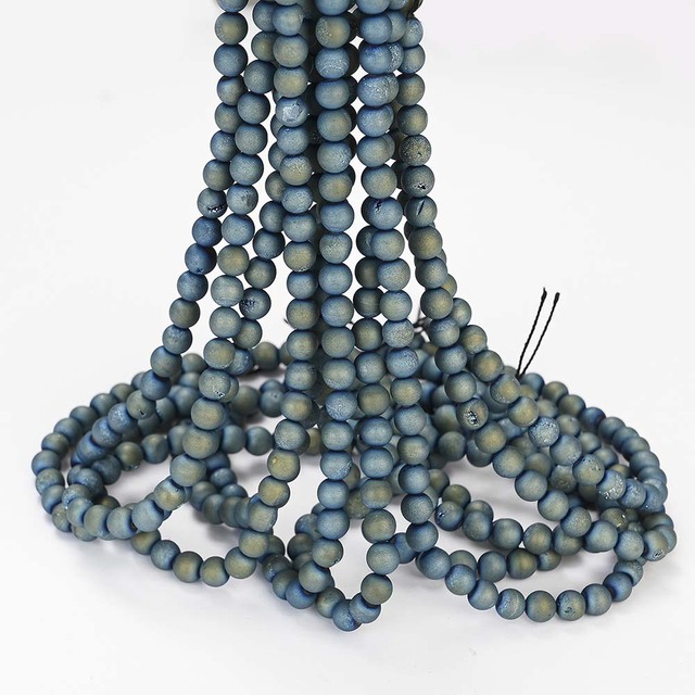 Clusters Crude Metallic Coated Agates Beads Round Loose Beads for Jewelry Making Bulk DIY Bracelet Charm 4/6/8/10/12 MM