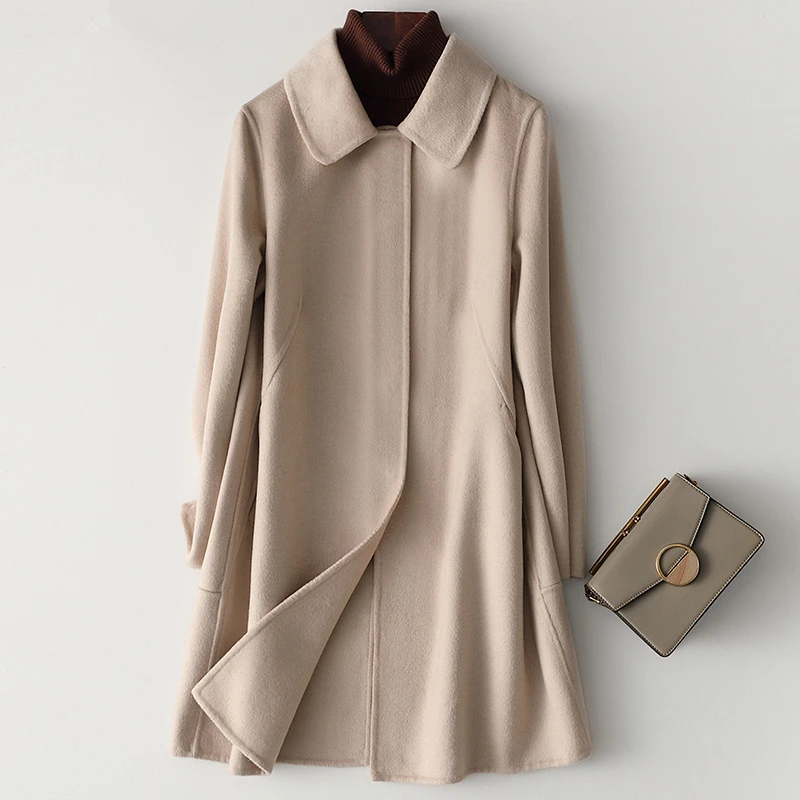 

Fashion Long Woolen Coat Women 2020 Autumn Winter New High Quality Wool Jacket Overcoat Slim Double Sided Wool Coat Ladies Coats