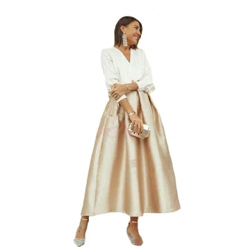 

Elegant V Neck Mother's Dresses Ankle Length A Line 3/4 Long Sleeve Formal Occasion Mother Of The Bride Dresses Outfits