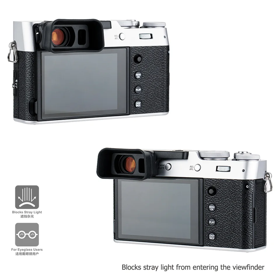 JJC Oculare per fotocamera in silicone morbido per Fujifilm X-S20 X-S10 X-T200 Oculare per mirino per fotocamera Hot Shoe antipolvere  44