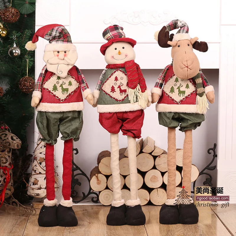 82 см выдвижной Санта-Клаус Снеговик Рождественские куклы украшения для рождественской елки статуэтки рождественские украшения