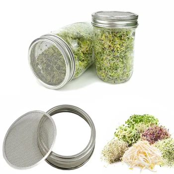 

Stainless Steel Seed Sprouting Mesh Screen Strainer Filter Wide Mouth Sprouting Pot Lid filter