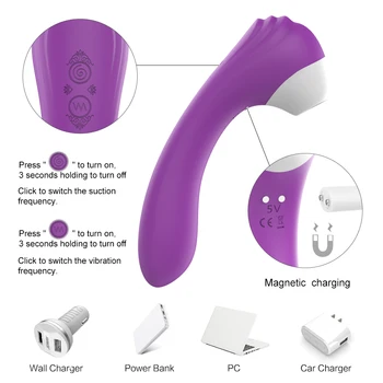 Clit Sucker G Spot Vibrator Strong Vibration Dildo Sex Toys for Women Dual Stimulation 2 in 1 Female Masturbator Waterproof 5