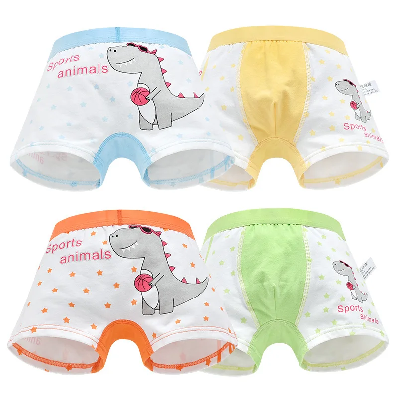 

4pcs New For Boys Children Cotton Material shorts Printed Striated Breathable Soft Cute Briefs Cartoon Panties Kid Underwear