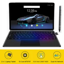 Tableta portátil 4G Android 2 en 1 de 10,8 pulgadas, Tablet de oficina para juegos con GPS, cámara de 13MP, Wifi Dual, desbloqueo facial, 10 núcleos, 10,8 pulgadas