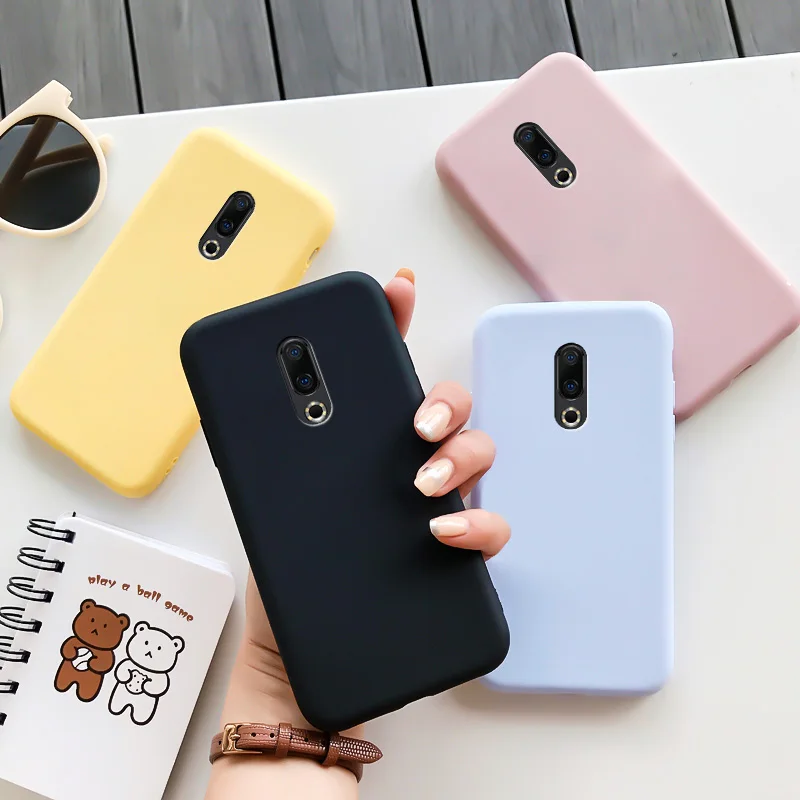 Силиконовый чехол для Meizu 16 карамельные цвета Мягкий ТПУ простой черный задней