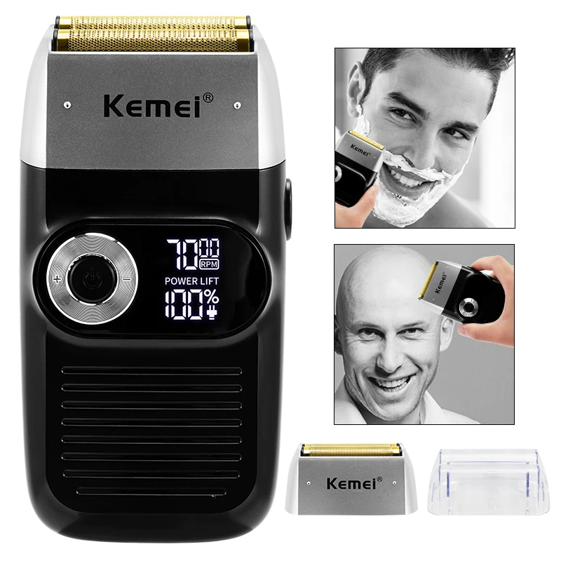 

Original Kemei Powerful Barber Pro Electric Shaver For Men Hair Beard Electric Razor Balds Head Shaving Machine Finishing Fades