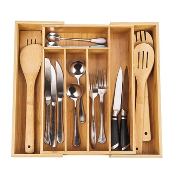 

Home Drawer Organizer Bamboo Expandable Cutlery Drawer Storage Box Drawer Divider Tray Kitchen Drawer Organizer