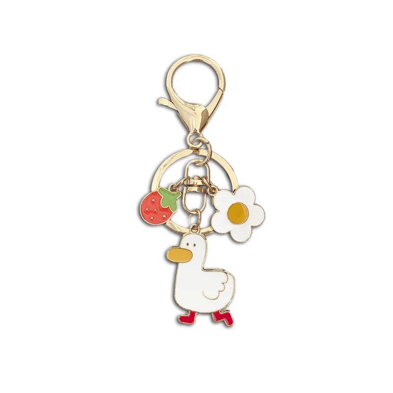 Cute Cartoon Animal Dog Cat Duck Enamel Charms Keychain Metal DIY Pendant Keyrings for Women Bag Decoration | Украшения и